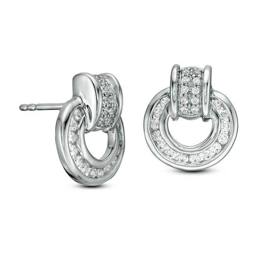 0.5 CT. T.W. Diamond Doorknocker Stud Earrings in 14K White Gold