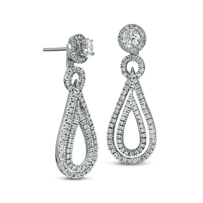1 CT. T.W. Diamond Frame and Double Open Teardrop Earring Jackets in 14K White Gold