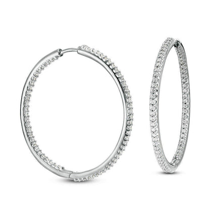 1.5 CT. T.W. Diamond Inside-Out Hoop Earrings in 14K White Gold