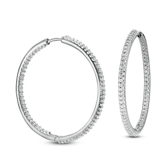 1.5 CT. T.W. Diamond Inside-Out Hoop Earrings in 14K White Gold
