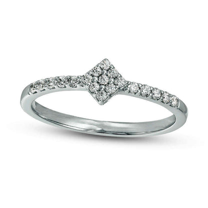 0.17 CT. T.W. Composite Natural Diamond Tilted Square Promise Ring in Solid 10K White Gold