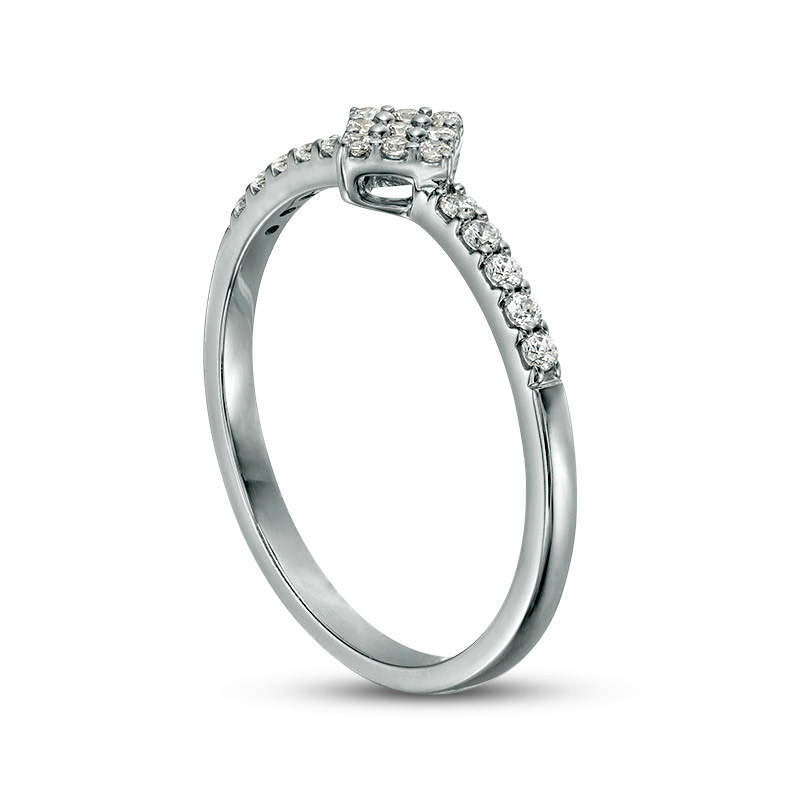 0.17 CT. T.W. Composite Natural Diamond Tilted Square Promise Ring in Solid 10K White Gold