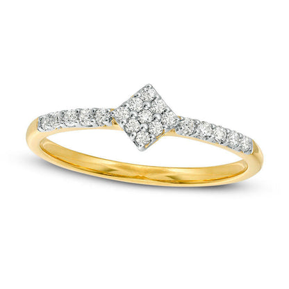 0.17 CT. T.W. Composite Natural Diamond Tilted Square Promise Ring in Solid 10K Yellow Gold