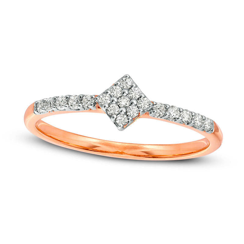0.17 CT. T.W. Composite Natural Diamond Tilted Square Promise Ring in Solid 10K Rose Gold