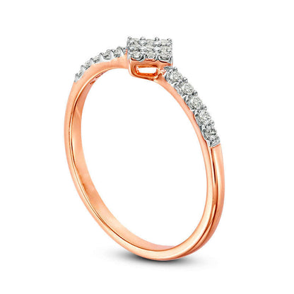 0.17 CT. T.W. Composite Natural Diamond Tilted Square Promise Ring in Solid 10K Rose Gold