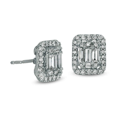 0.63 CT. T.W. Composite Diamond Octagonal Frame Stud Earrings in 10K White Gold
