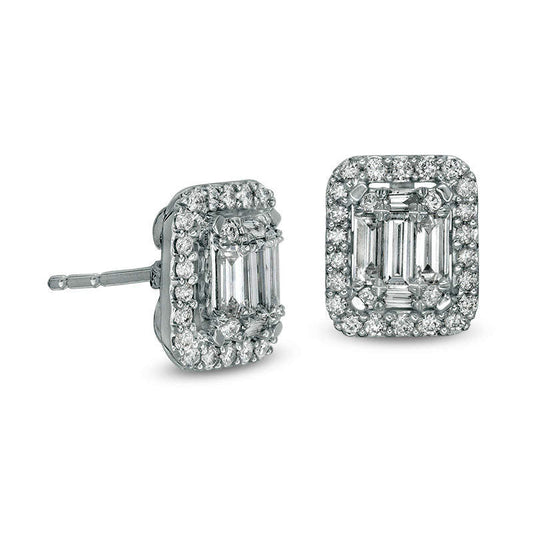 0.63 CT. T.W. Composite Diamond Octagonal Frame Stud Earrings in 10K White Gold
