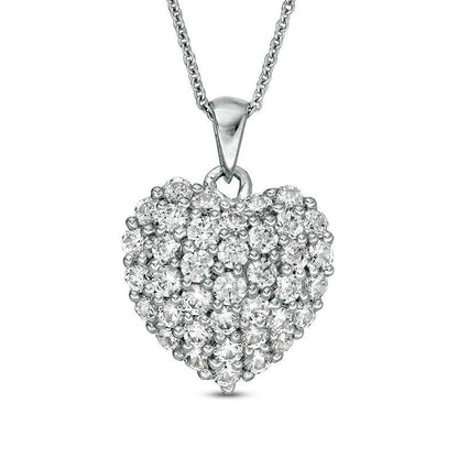 1 CT. T.W. Natural Diamond Puffed Heart Pendant in 14K White Gold