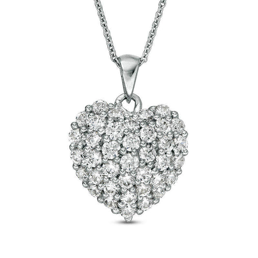 1 CT. T.W. Natural Diamond Puffed Heart Pendant in 14K White Gold