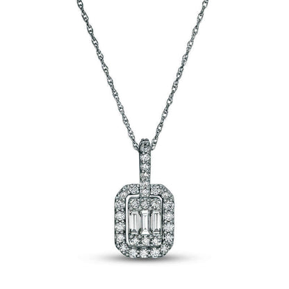 0.38 CT. T.W. Composite Natural Diamond Octagonal Frame Pendant in 10K White Gold