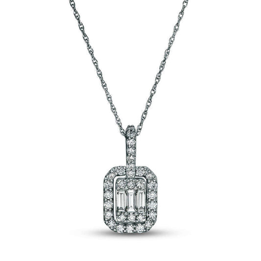 0.38 CT. T.W. Composite Natural Diamond Octagonal Frame Pendant in 10K White Gold