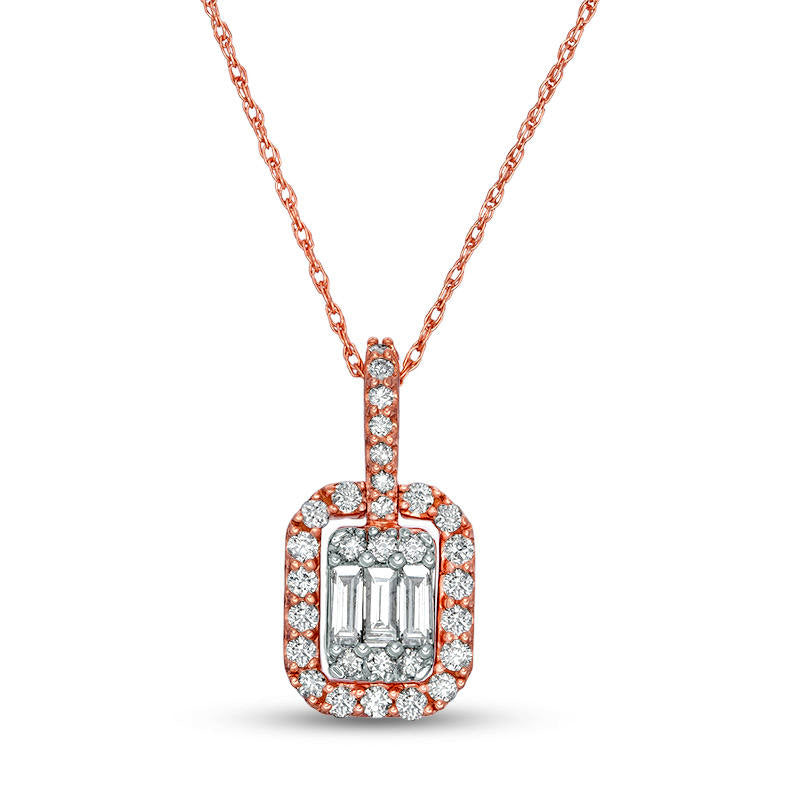 0.38 CT. T.W. Composite Natural Diamond Octagonal Frame Pendant in 10K Rose Gold