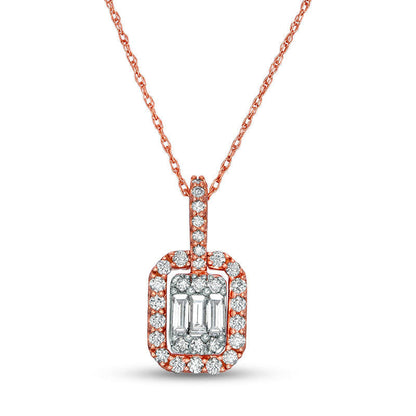 0.38 CT. T.W. Composite Natural Diamond Octagonal Frame Pendant in 10K Rose Gold