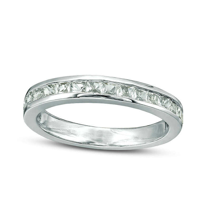 Princess-Cut Lab-Created White Sapphire Channel-Set Band in Sterling Silver