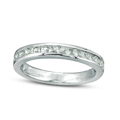 Princess-Cut Lab-Created White Sapphire Channel-Set Band in Sterling Silver