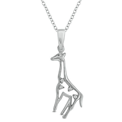 Natural Diamond Accent Giraffe Pendant in Sterling Silver