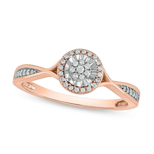 0.17 CT. T.W. Composite Natural Diamond Frame Pinched Shank Promise Ring in Solid 10K Rose Gold