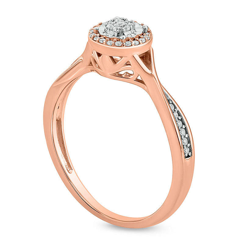 0.17 CT. T.W. Composite Natural Diamond Frame Pinched Shank Promise Ring in Solid 10K Rose Gold