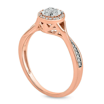 0.17 CT. T.W. Composite Natural Diamond Frame Pinched Shank Promise Ring in Solid 10K Rose Gold