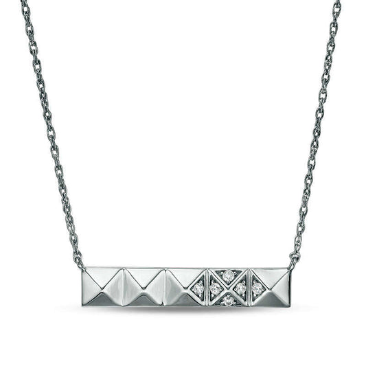 0.05 CT. T.W. Natural Diamond Rectangular Bar Necklace in Sterling Silver - 18.85