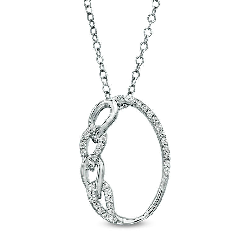 0.17 CT. T.W. Natural Diamond Oval Link Pendant in Sterling Silver