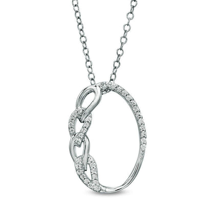 0.17 CT. T.W. Natural Diamond Oval Link Pendant in Sterling Silver
