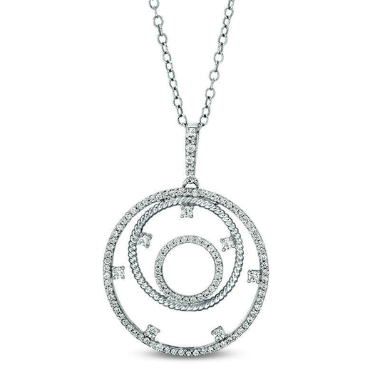 0.38 CT. T.W. Natural Diamond Triple Open Circle Pendant in Sterling Silver