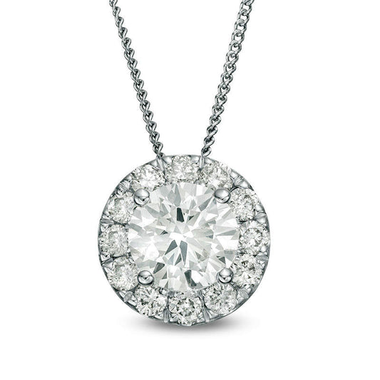 1 CT. T.W. Certified Natural Diamond Frame Pendant in 14K White Gold (I/SI2)