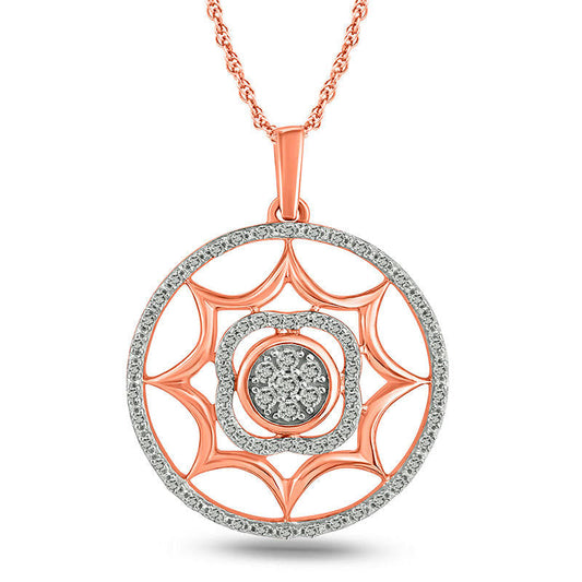 0.25 CT. T.W. Natural Diamond Cutout Medallion Pendant in 10K Rose Gold