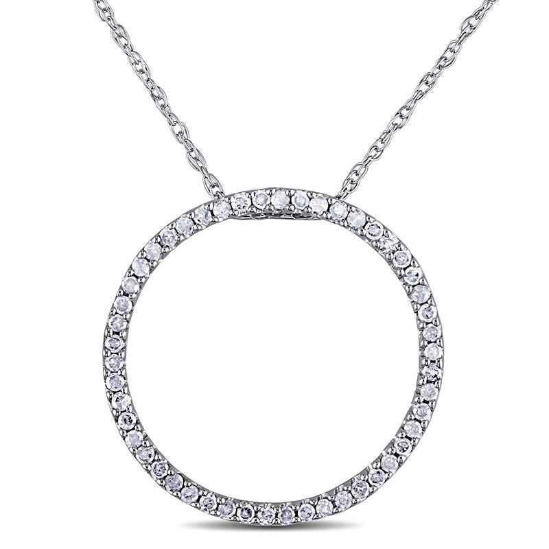 0.25 CT. T.W. Natural Diamond Open Circle Pendant in 10K White Gold - 17