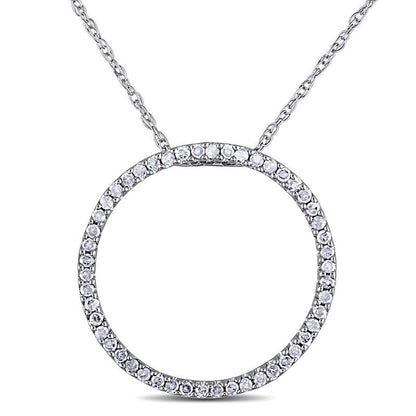 0.25 CT. T.W. Natural Diamond Open Circle Pendant in 10K White Gold - 17