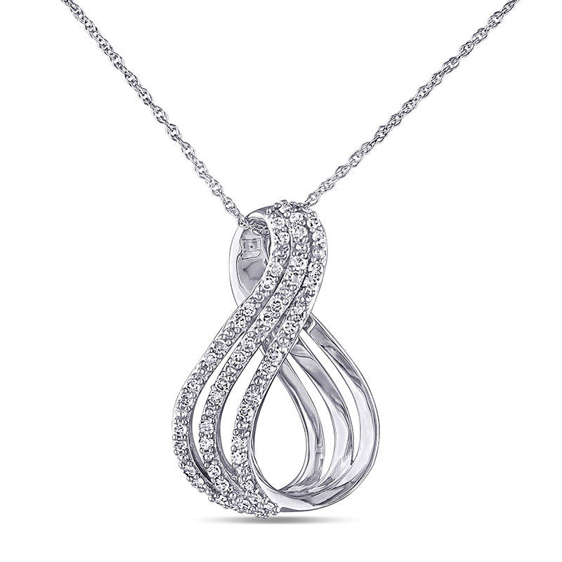 0.25 CT. T.W. Natural Diamond Multi-Row Loop Pendant in 10K White Gold - 17