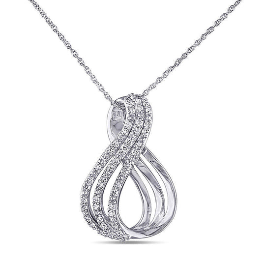0.25 CT. T.W. Natural Diamond Multi-Row Loop Pendant in 10K White Gold - 17