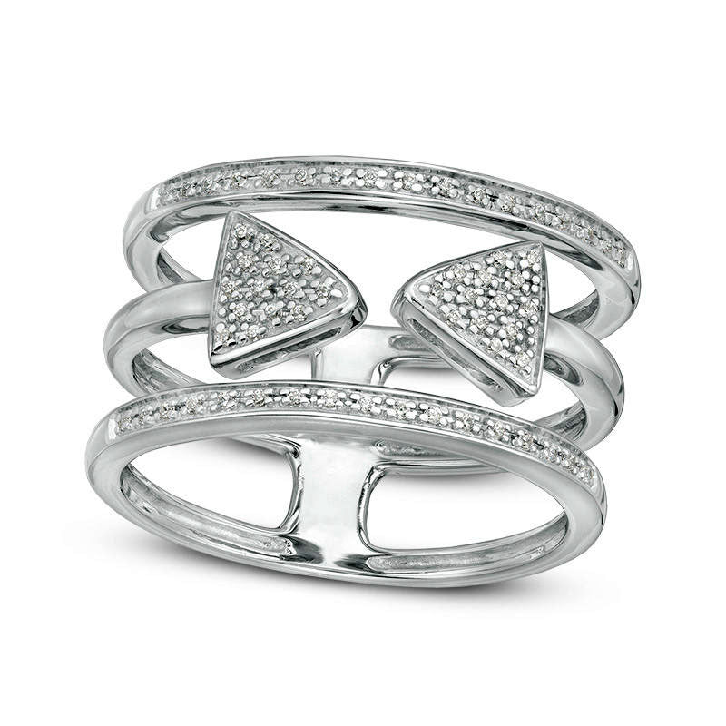 0.13 CT. T.W. Natural Diamond Arrow Stacked-Look Ring in Sterling Silver