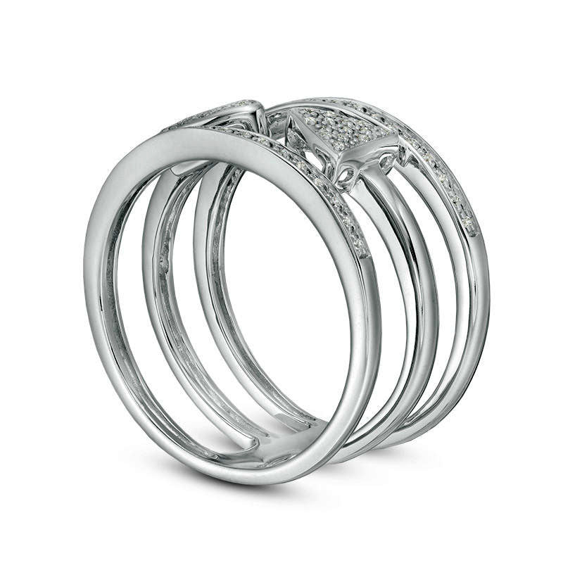 0.13 CT. T.W. Natural Diamond Arrow Stacked-Look Ring in Sterling Silver