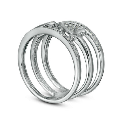 0.13 CT. T.W. Natural Diamond Arrow Stacked-Look Ring in Sterling Silver