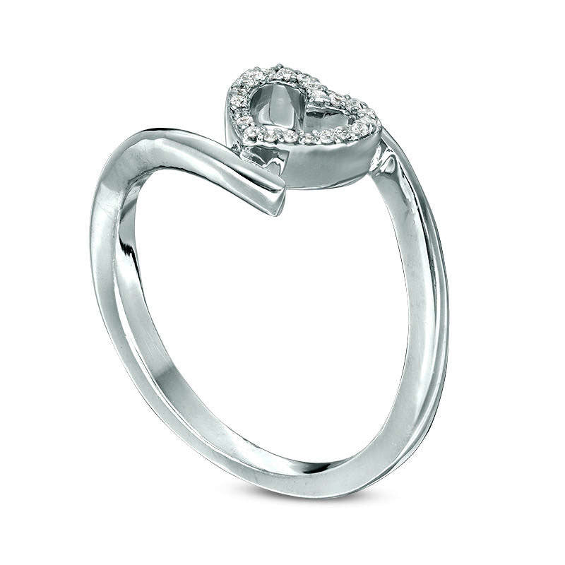 0.07 CT. T.W. Natural Diamond Heart Outline Bypass Ring in Sterling Silver