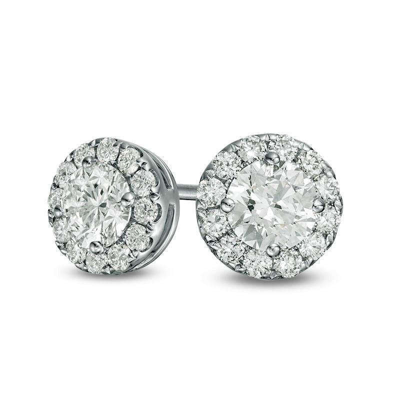 1 CT. T.W. Diamond Frame Stud Earrings in 14K White Gold
