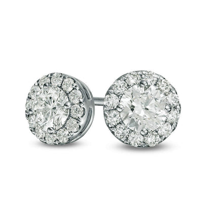 1 CT. T.W. Diamond Frame Stud Earrings in 14K White Gold