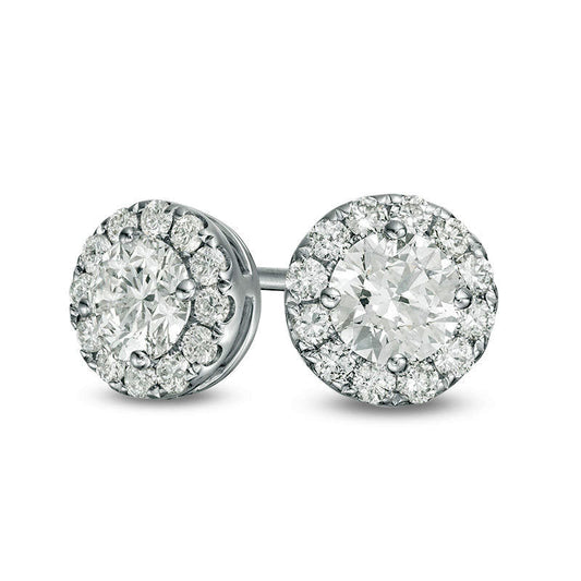 1 CT. T.W. Diamond Frame Stud Earrings in 14K White Gold