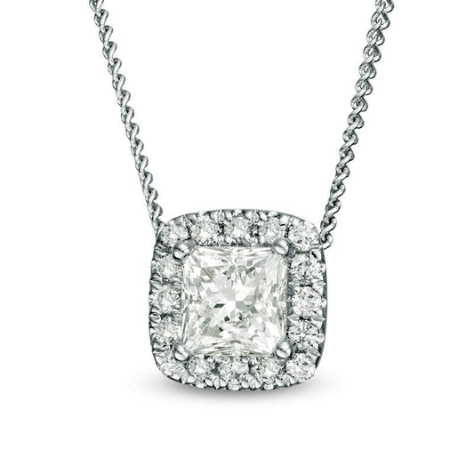 0.33 CT. T.W. Princess-Cut Natural Diamond Frame Pendant in 14K White Gold