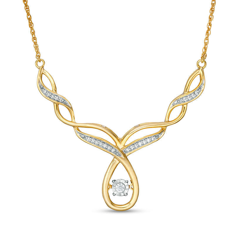 Unstoppable LoveÖ 0.17 CT. T.W. Natural Diamond Twist Necklace in 10K Yellow Gold - 16.5