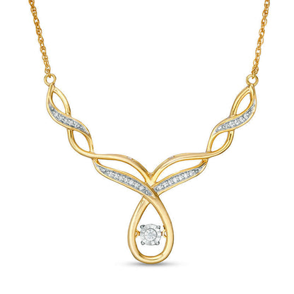 Unstoppable LoveÖ 0.17 CT. T.W. Natural Diamond Twist Necklace in 10K Yellow Gold - 16.5