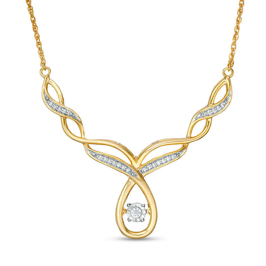 Unstoppable LoveÖ 0.17 CT. T.W. Natural Diamond Twist Necklace in 10K Yellow Gold - 16.5