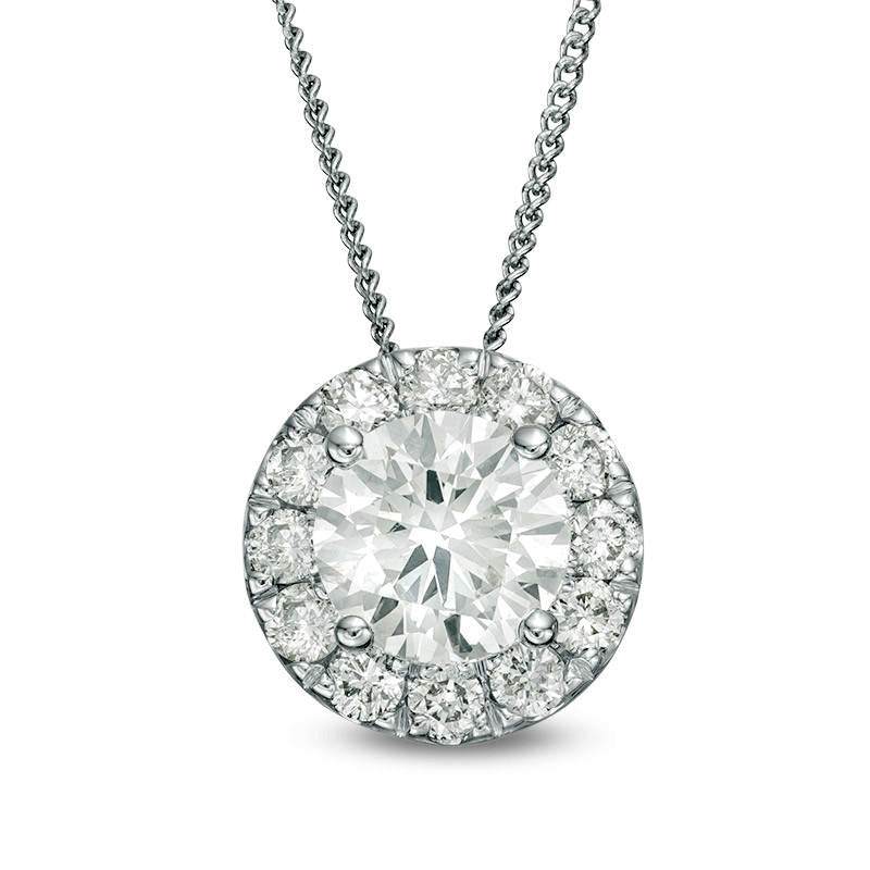 1 CT. T.W. Natural Diamond Frame Pendant in 14K White Gold