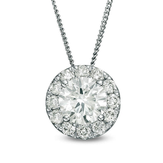 1 CT. T.W. Natural Diamond Frame Pendant in 14K White Gold