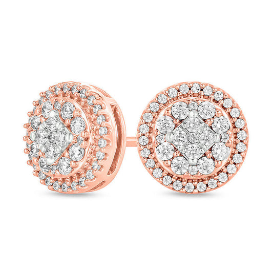 0.5 CT. T.W. Composite Diamond Frame Stud Earrings in 10K Rose Gold