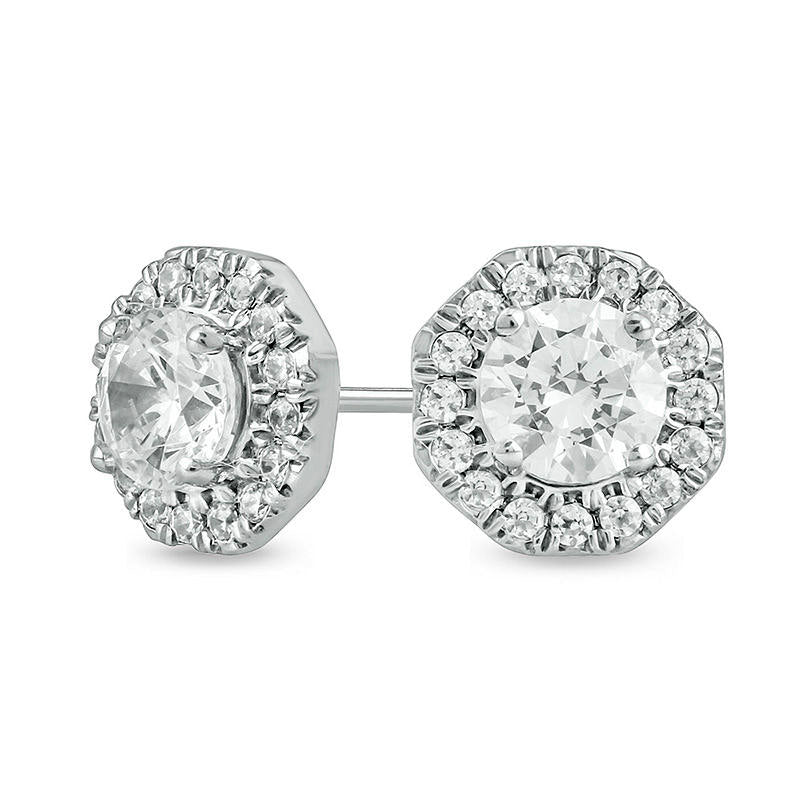 0.63 CT. T.W. Diamond Hexagonal Frame Earrings in 10K White Gold