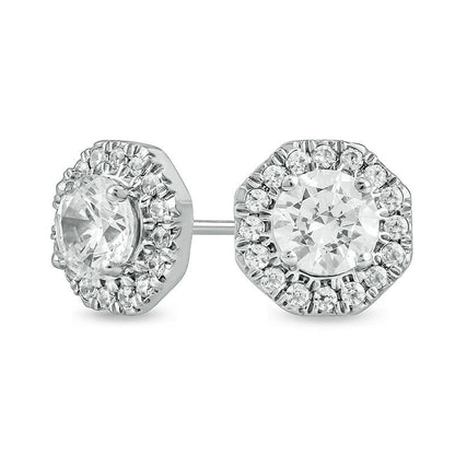 0.63 CT. T.W. Diamond Hexagonal Frame Earrings in 10K White Gold