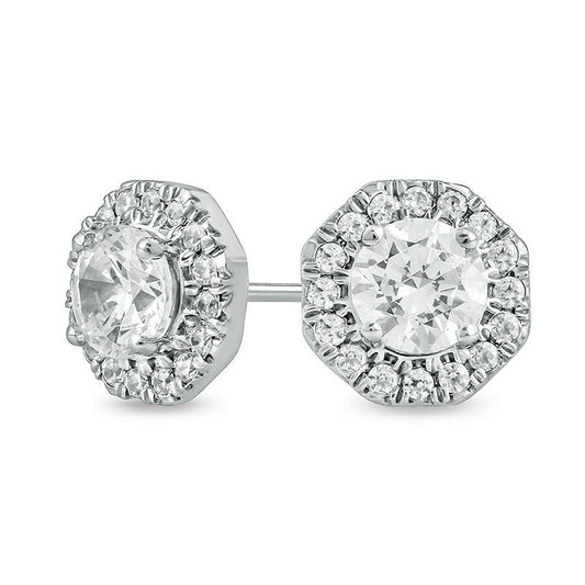 0.63 CT. T.W. Diamond Hexagonal Frame Earrings in 10K White Gold